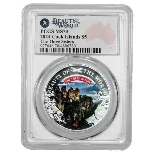 2024 $5 Australia Three Sisters Beauty of the World PCGS MS70