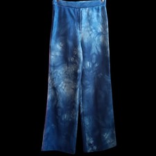 28x32 Vintage Women's Pants Bellbottom 70's Sears Blue Tie-Dye Flared Stretch