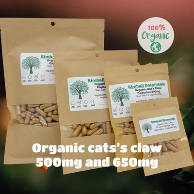 Organic Cats Claw (uncaria tomentosa) 500mg and 650mg Vegetarian Capsules