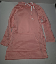 Pink LS Fleece Lined Hoodie Tunic Length Oversized Sweatshirt Women's Size M NWO
