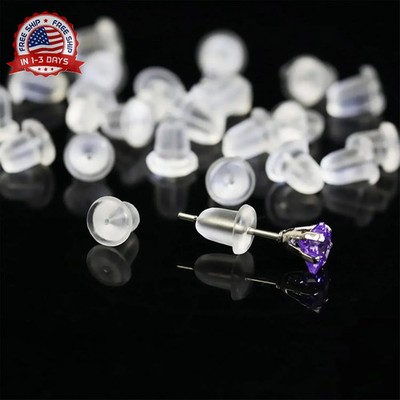 Silicone Earring Backs, 200 Pieces Clear Hypoallergenic Stoppers for Stud, Post,
