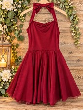 Weissman Showtime Red Dance Costume Dress Adult Large Halter Bow Performance
