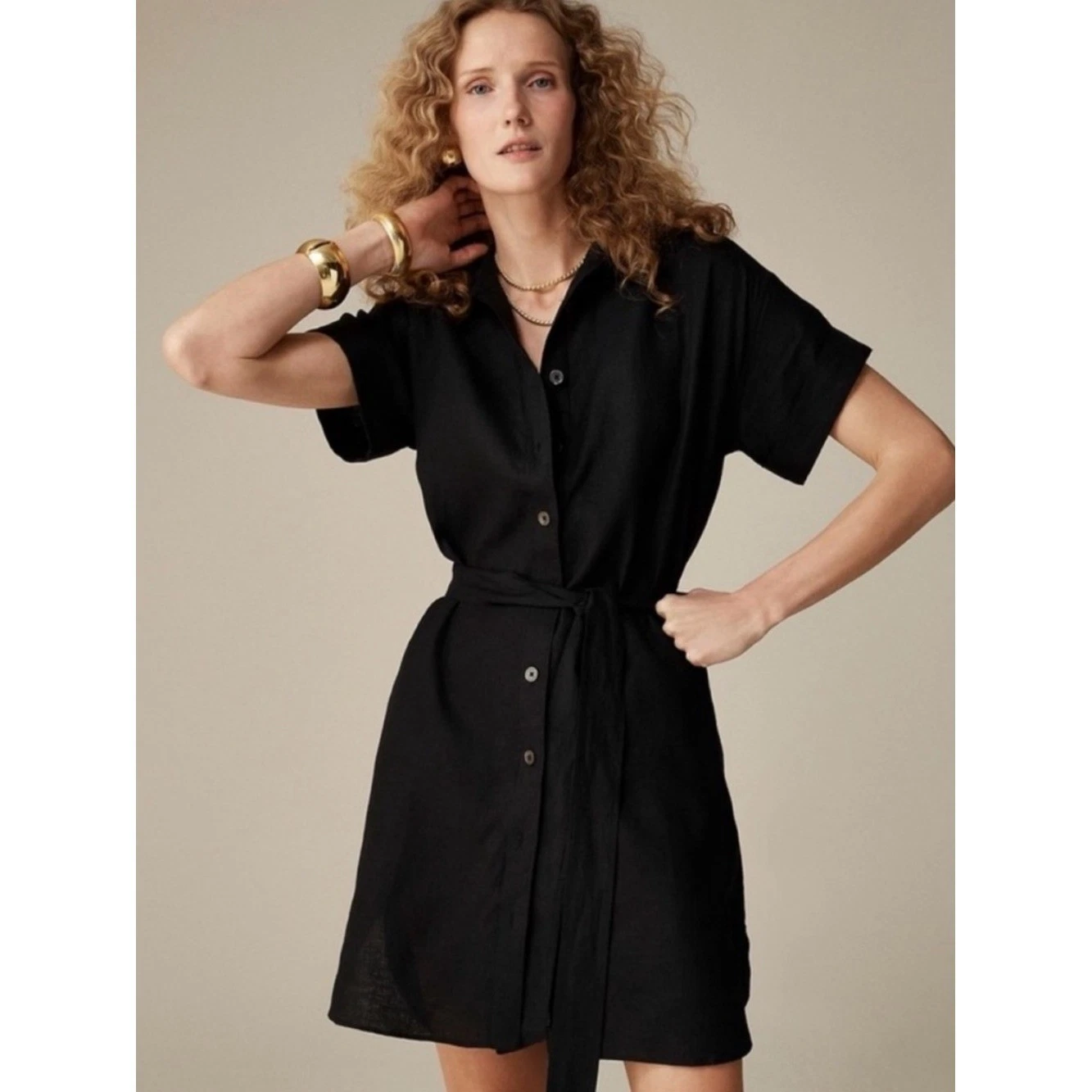 NEW J. Crew Capitaine Shirt-Dress in Linen Size Small Black NWT
