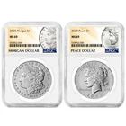 2pc Set - 2025 $1 Morgan and Peace Silver Dollar NGC MS69 Morgan &Peace