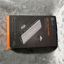 j5create USB-C Dual 4K HDMI 7-in-1 Mini Dock Hub Gray Powered JCD391