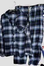 ASHFORD  BROOKS MEN'S BLUE PLAID FLANNEL PAJAMAS/SIZE 2XL/PRE-OWNED