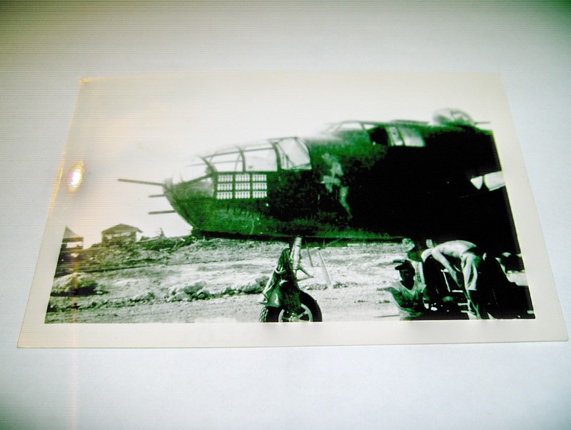 WWII black & white original photos of B-24 of 'FLAK DELILHA' nose art