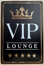 Mancave VIP Lounge Decorative Metal Wall Sign 12" x 8"