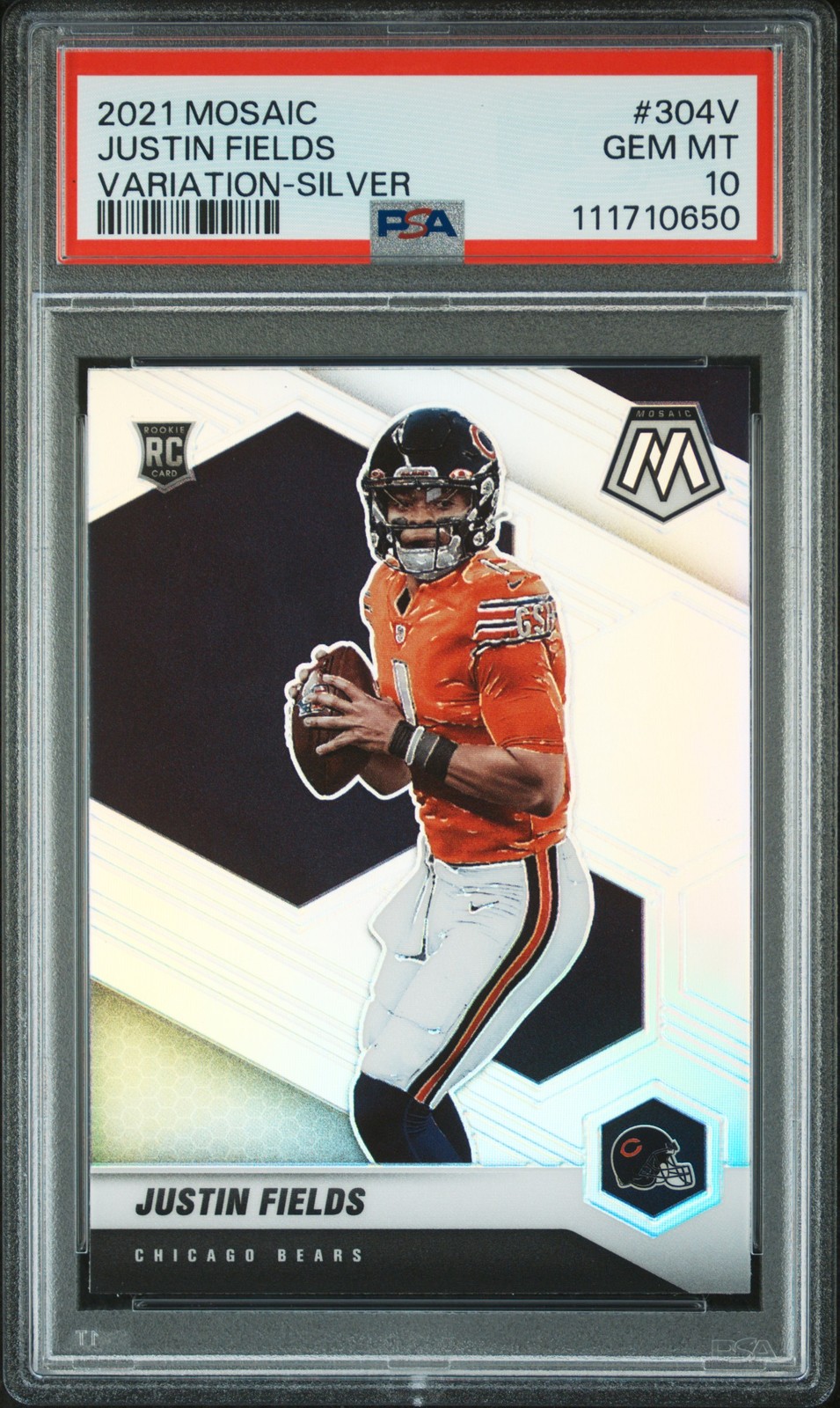 2021 PANINI MOSAIC VARIATION-SILVER #304V JUSTIN FIELDS PSA 10