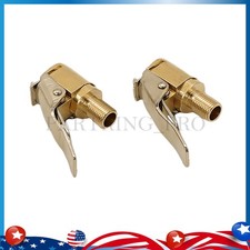 2x For Tire Inflator Car Tool Air Chuck Open Flow Straight Lock-on With Clip Us