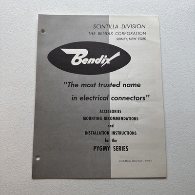 Bendix Electrical Connectors Pygmy Series Catalog Section 12-074-4 Vintage