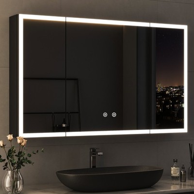 Alu 3türig Badezimmerspiegelschrank 100cm x 60cm 90x60cm Spiegelschrank mit LED