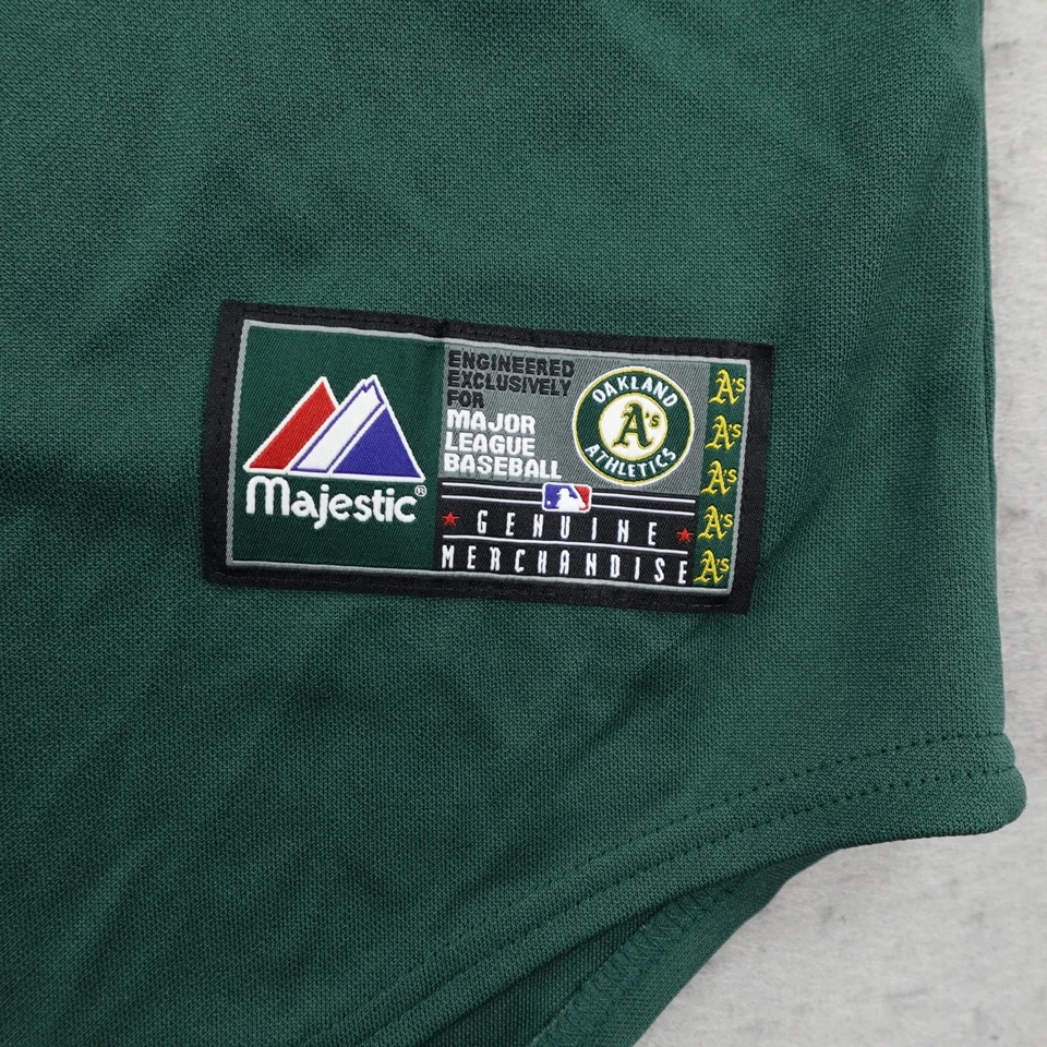 Camiseta masculina Oakland Athletics verde média beisebol da liga principal de beisebol Majestic botão para cima A's - Imagem 3 de 4