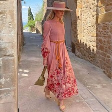 Zimmermann Cassia Dress Size 3 / 14 AU / 10 US Midi Shirred Floral Pink