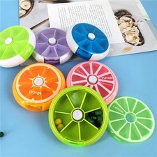 WEEKLY DAILY 7 DAY ROUND PILL BOX STORAGE DISPENSER ORGANIZER TABLETS CASE