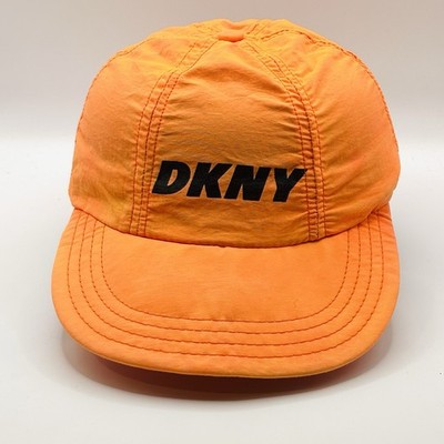 Vintage 90 s Rare DKNY Gym Blaze Orange And Black Panel Hat USA Rare Unique