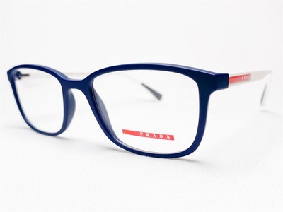 NEW Prada VPS04I 288-1O1 Men's Eyeglasses Frames Blue Rubber Rectangle 53/18~140