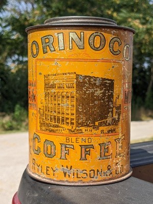 Rare early 1lb coffee can Orinoco Coffee Ryley and Wilson of Kansas city