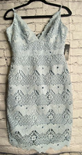 Lulus Sway Away Dress Women Small Crochet Lace Bodycon Sexy Cocktail Light Blue