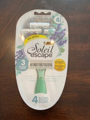 NEW BIC SOLEIL ESCAPE 4 PACK RAZORS, 3 BLADES SCENTED LAVENDER Free Shipping
