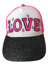 Girls Youth Kids Love Pink Black Snapback Adjustable Mesh Logo Baseball Cap Hat