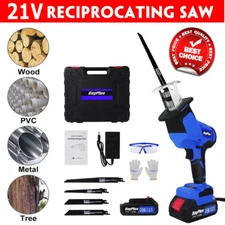 Cordless Reciprocating Saw Handheld Electric Wood Metal Cutting Recip w 4 Blades