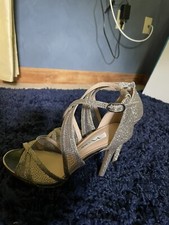 nina silver sparkly strappy heels