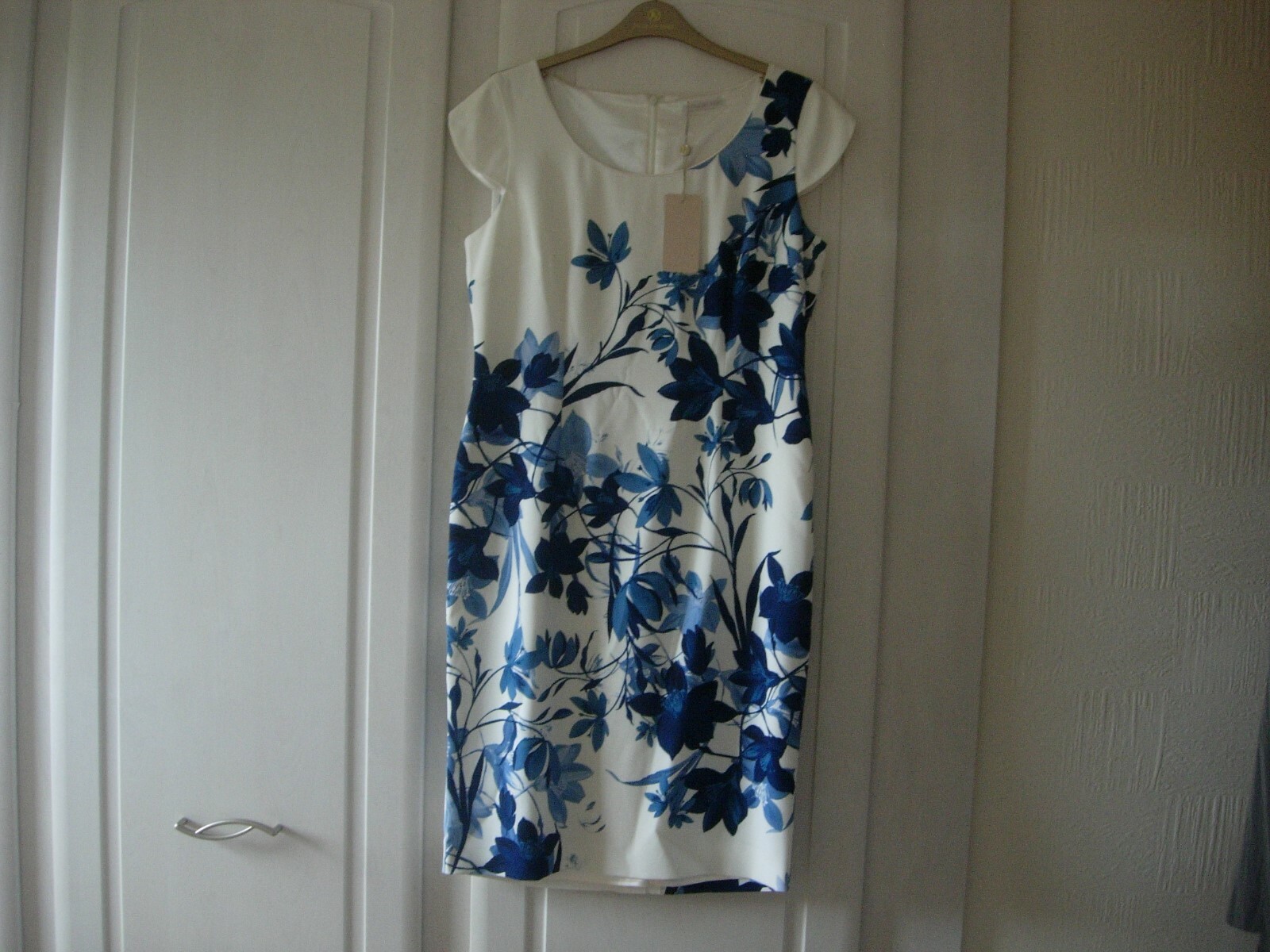 JACQUES VERT FLORAL DRESS  -BLUE /CREAM  SIZE 12 NEW