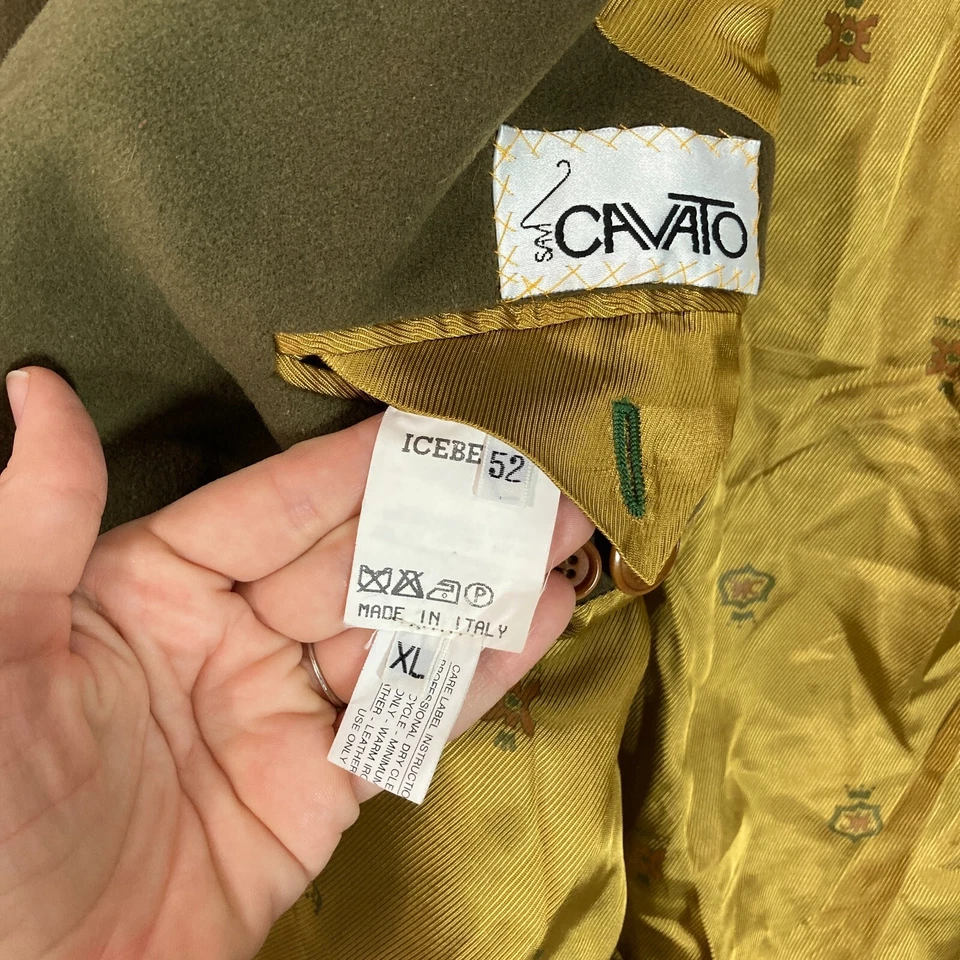 Chaqueta Blazer Abrigo ICEBERG Vintage VW Escarabajo Cachemira Verde Talla XL Forrada Foto 3 de 4