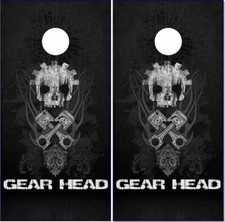 Mechanic Gear Head LAMINATED Cornhole Wrap Bag Toss Skin Decal Sticker