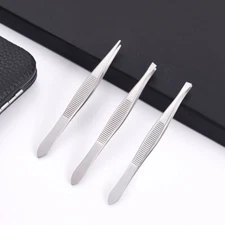 Tweezers (3Pcs) Tweezers Set - Stainless Steel Slant Tip, Flat, Point Tweezer
