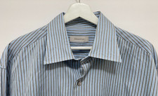 ERMENEGILDO ZEGNA Blue Brown striped Cotton Pocket button-Up Dress Shirt SZ XXL