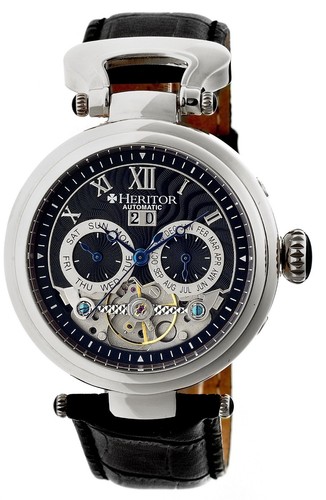 Heritor HR3302 GANZI Automatico Multi-funzione Neri in Pelle Band Orologio  Uomo | eBay