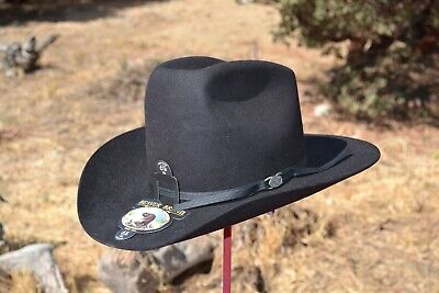 Custom Creased 5" Brim~ Cowboy BLACK 5X Beaver Felt Hat ~Oversized 4 7/8"