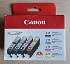 4-Pack Canon 221 Black/Cyan/Magenta/Yellow Ink Cartridge Chromalife Cli-221 Nib
