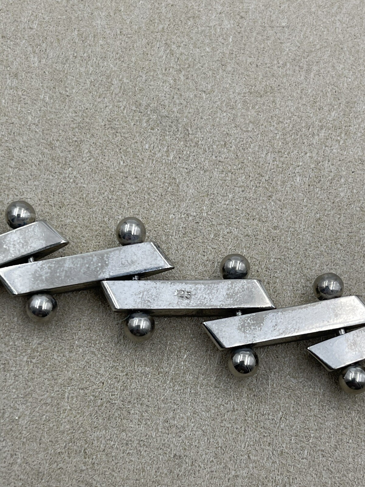 Vintage Solid Sterling Silver Bar  Link Heavy 7" … - image 12