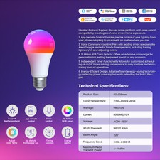 MOES Smart Matter WiFi E27 LED Light Bulbs CW RGB Dimmable Homekit/Alexa/Google — image 12