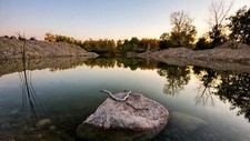 Landscape photography nature trees lake water rocks Custom Gaming Mat Desk