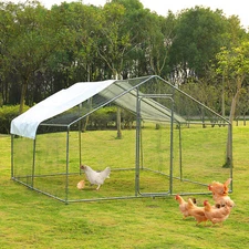 TITIMO Large Chicken Coop Walk in Poultry Cage House Metal Hen Run Rabbit