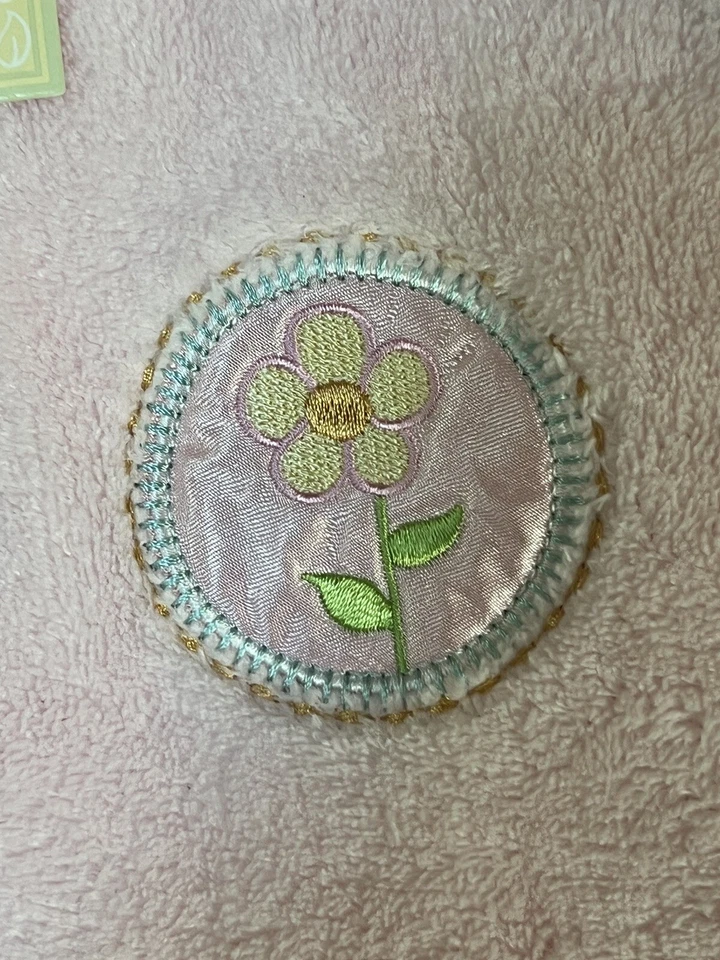 NEW BEANSPROUT BLANKET SOLID PINK APPLIQUÉD CIRCLE FLOWER RAINBOW DISCONTINUED Foto 3 de 4