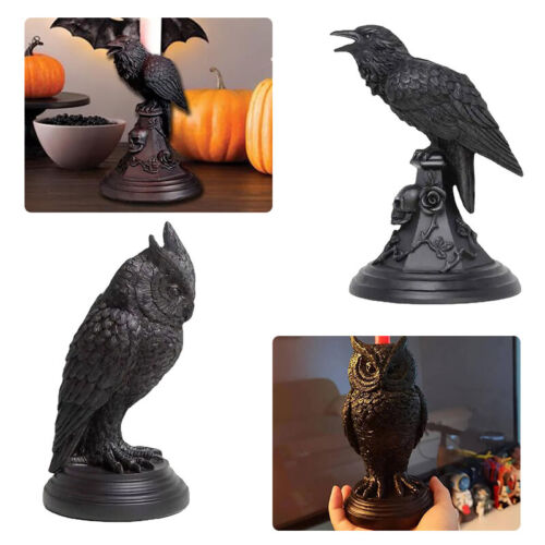 Gothic Candlestick Table Decoration Ornament Halloween Owl /Crow Candle Holder - Picture 1 of 19