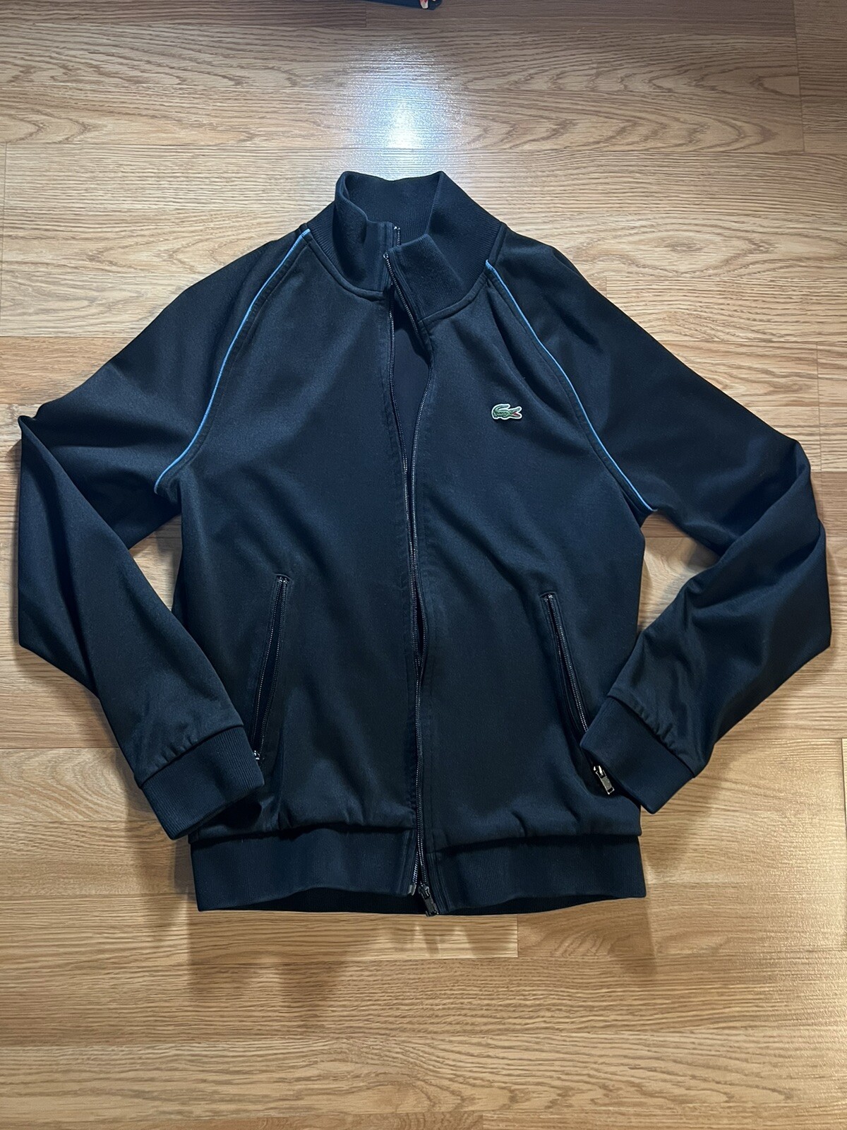 Lacoste Track Jacket Unisex Vintage Black Size 4 Gem