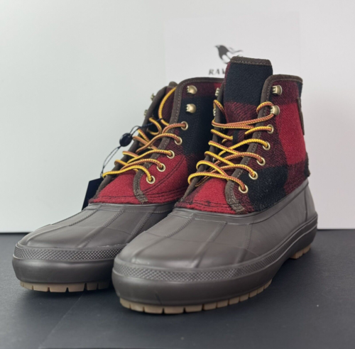 Neu POLO RALPH LAUREN CLAUS DUCK KALTES WETTER SCHNÜRSTIEFEL rot Herren Größe 10 - Bild 2 von 11