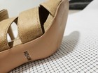 Blossom Collection Women's Sandals Size 6 Peep Toe Tan Faux Leather Chunky Heel — photo 6