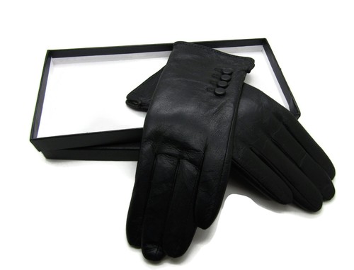 Womens Premium Luxury Cashmere Wool lined Real Leather Gloves Boxed - Picture 5 of 60