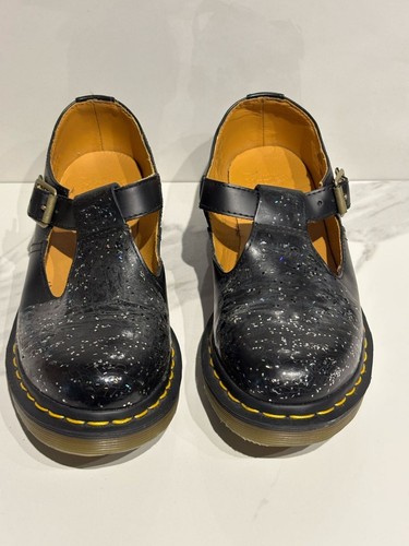 Dr Martens Women Leather Smooth Glitter Detailed Shoes Black Size 7