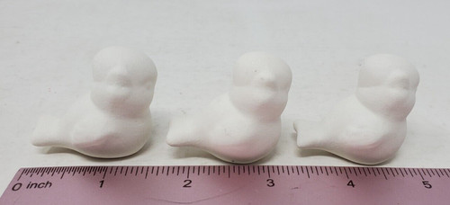 3 Birds Sparrows Wrens Ceramic Bisque Greenware Ready To Paint Pottery 1.5"L