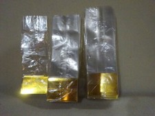 100 Clear Gusseted Premium Cello Bags Gold Hard Bottom 2 x 1 x 8 -New