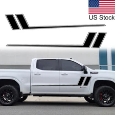 2pcs Black Hockey Stripe Side Door Fender Decal Sticker For GMC Sierra 1500 2500