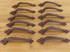 12 Cabinet Handles Door Drawer Pulls Rustic Farmhouse Vintage Look Cast Iron